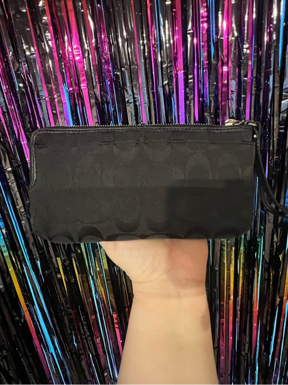 Coach Black Signature Zip Wristlet - Picture 3 of 9